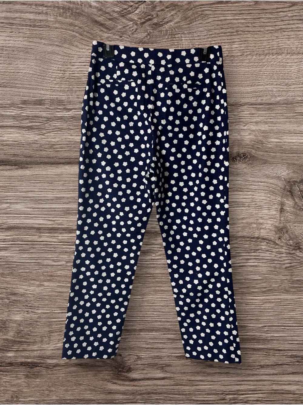 NWT kate spade cloud dot jacaquard cropped pant /chino navy and White size zippe